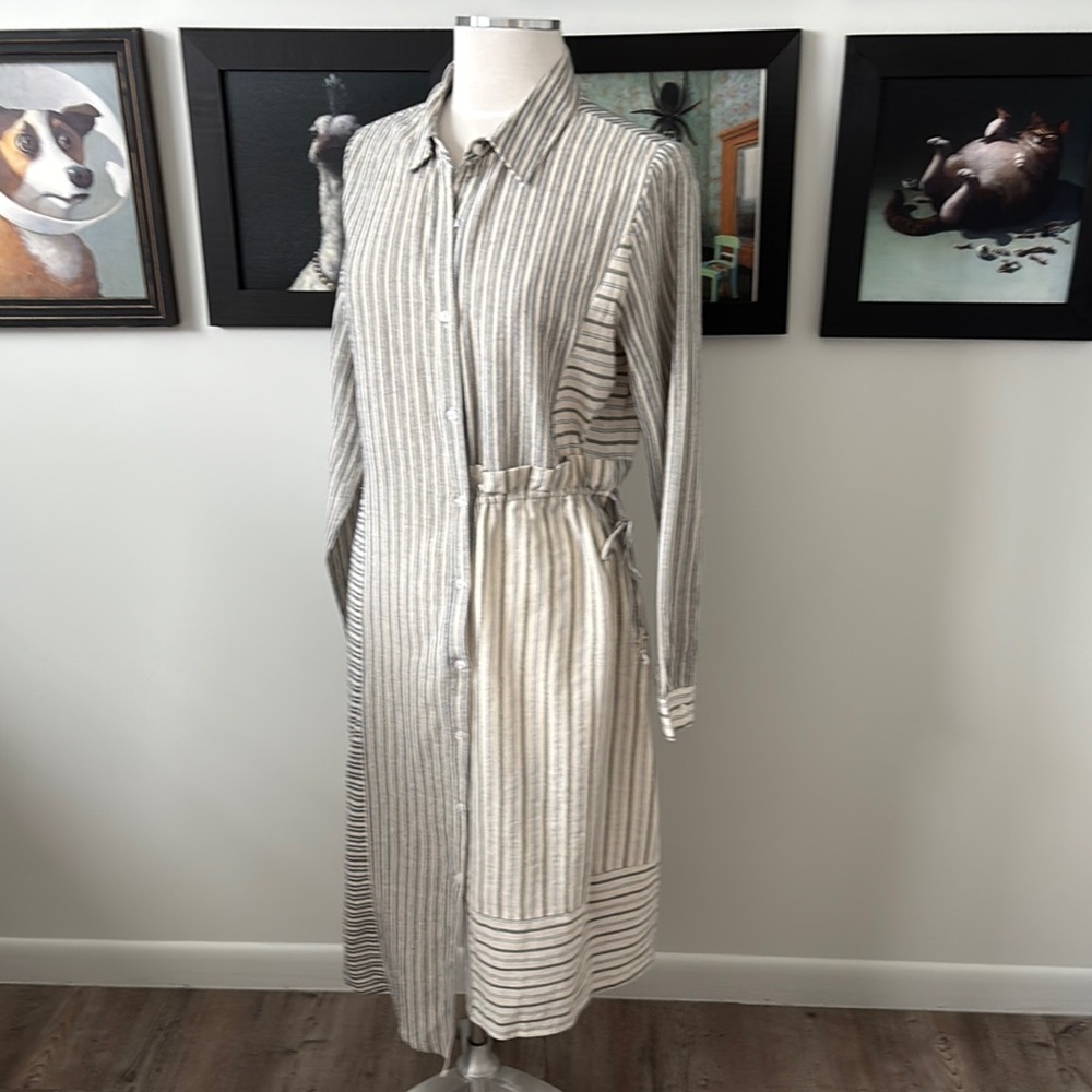 Mystree, size medium, Striped Cotton/Linen Dress